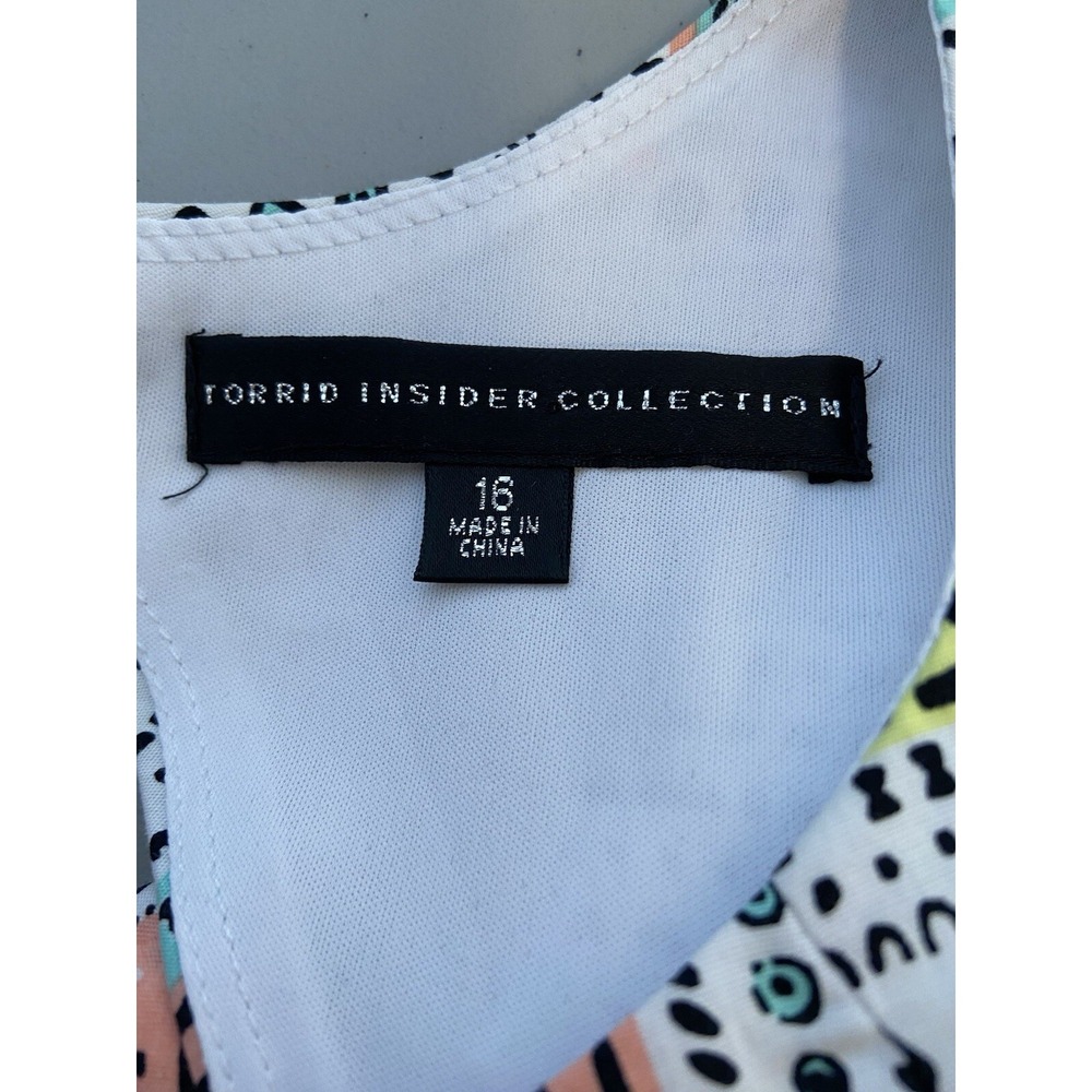 Torrid Insider Collection Womens Size 16 Border Print V Hem Dress Geometric - Picture 6 of 8